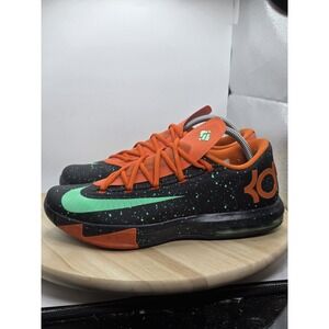 Men's Size 10 - Nike KD‎ 6 Texas Black Green Glow Urban Orange Shoes 599424-002